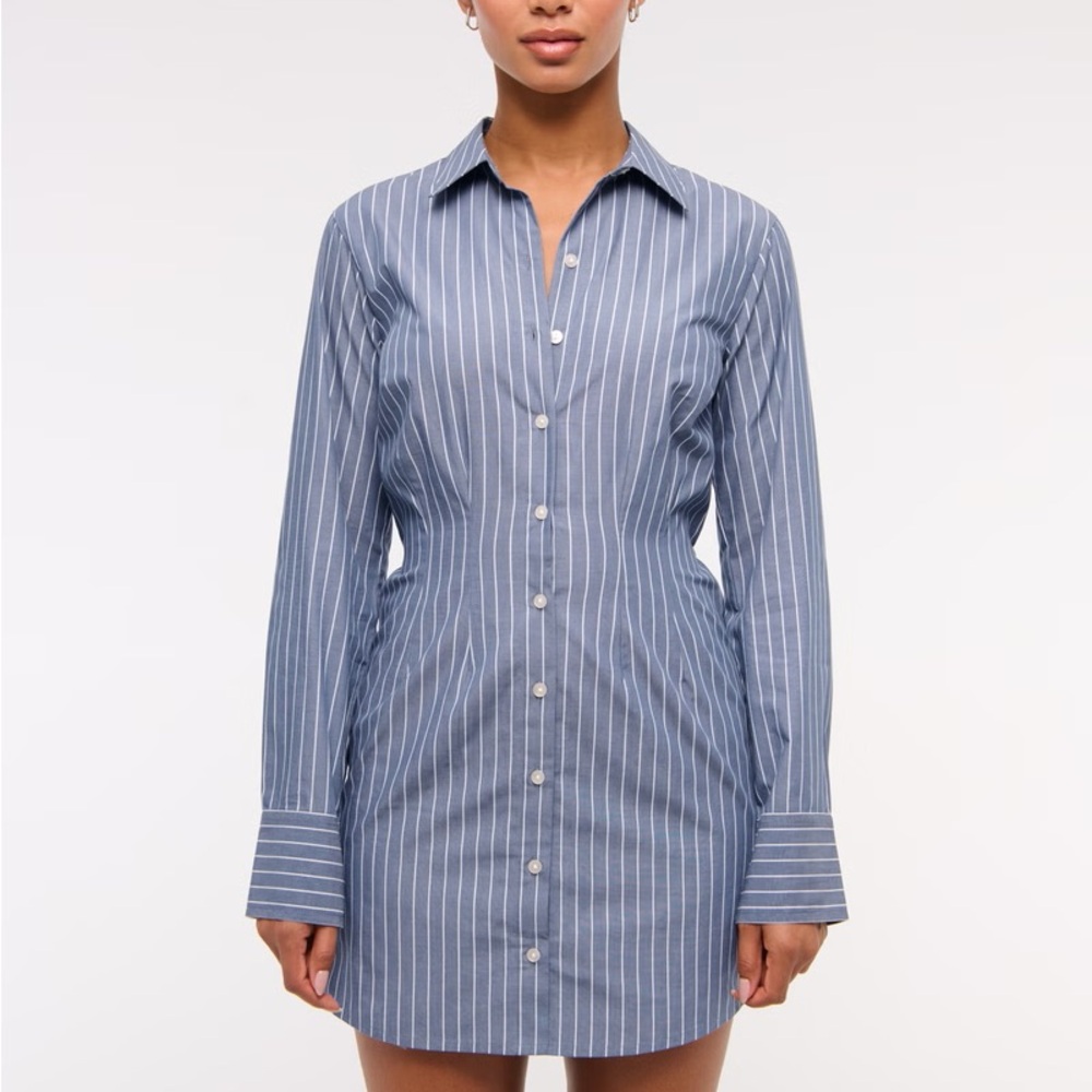 NWT Abercrombie Fitted Long-Sleeve Mini Shirt Dress